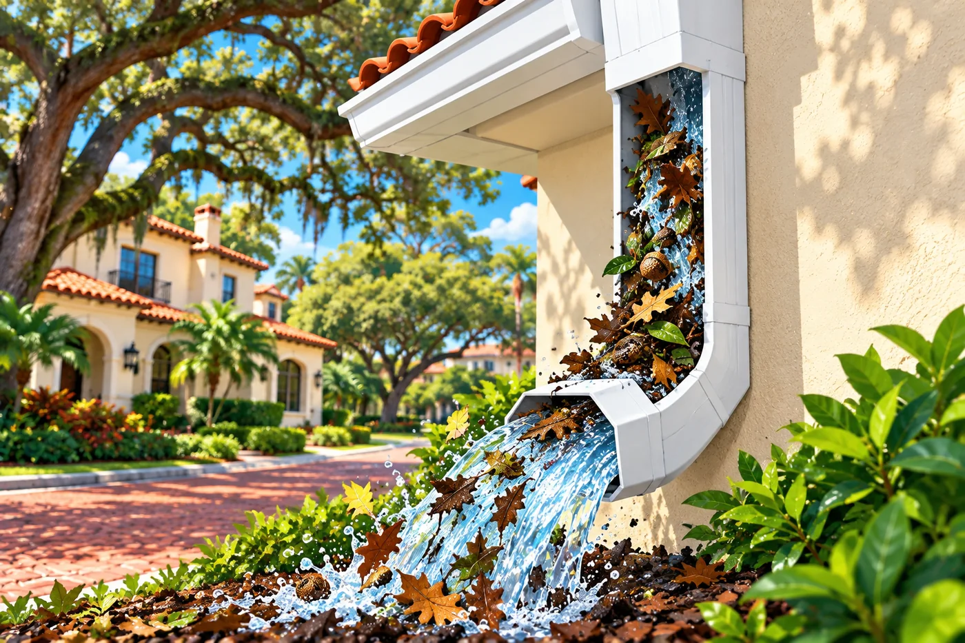 Illustration: gutter debris and cleaning at a Florida home near Winter Park
